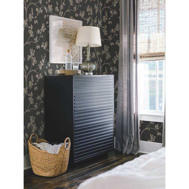 Inspired by Color Dahlia Trail Black & Taupe Wallpaper