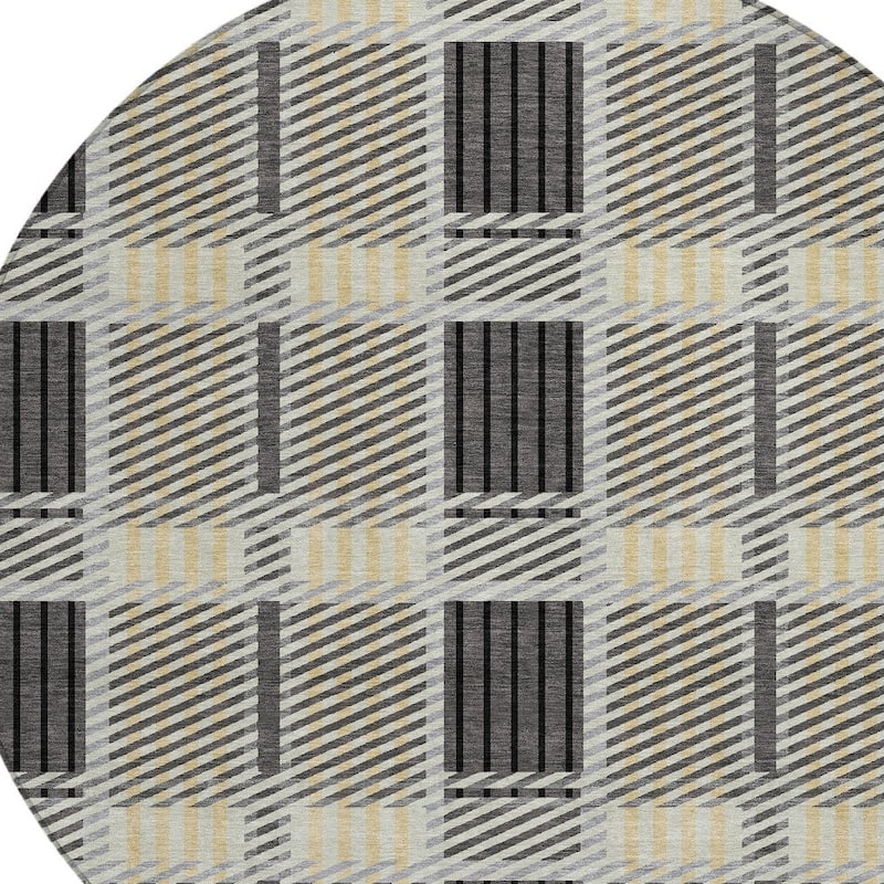 HomeRoots Plaid Transitional Rectangle Outdoor Rug