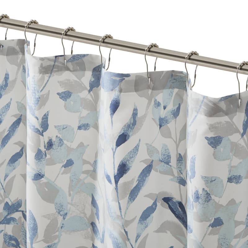 Madison Park Essentials Thelma Blue Botanical Printed Shower Curtain