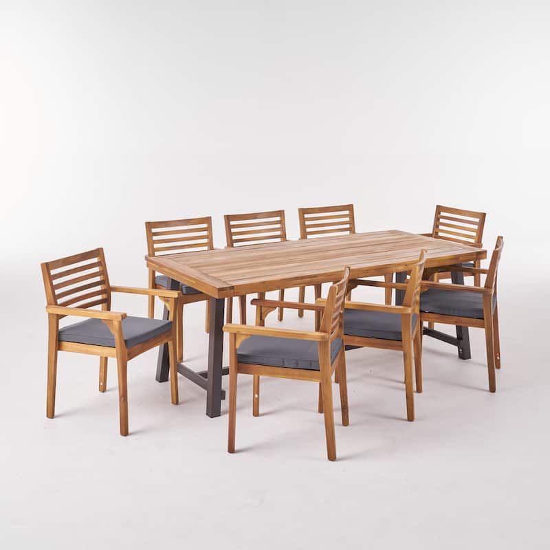 Atlantic Outdoor 8 Seater Acacia Wood Dining Set by Christopher Knight Home