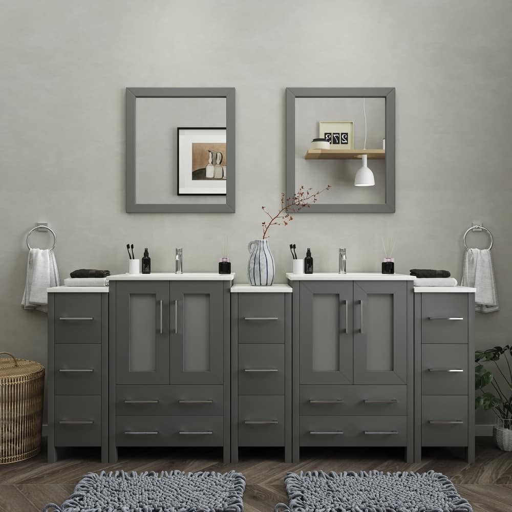 Vanity Art 84-Inch Double Sink Bathroom Vanity Set with Top and Free Mirrors - 84 X 18.1 X 35.8