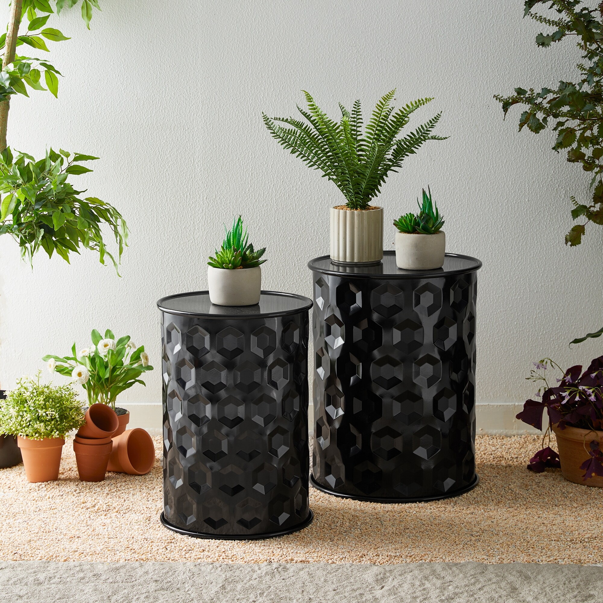 Black metal sales garden stool