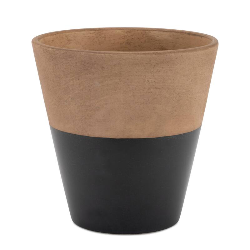 Two-Toned Terracotta Tapered Planters - 6" - Black and Brown - Set of 2