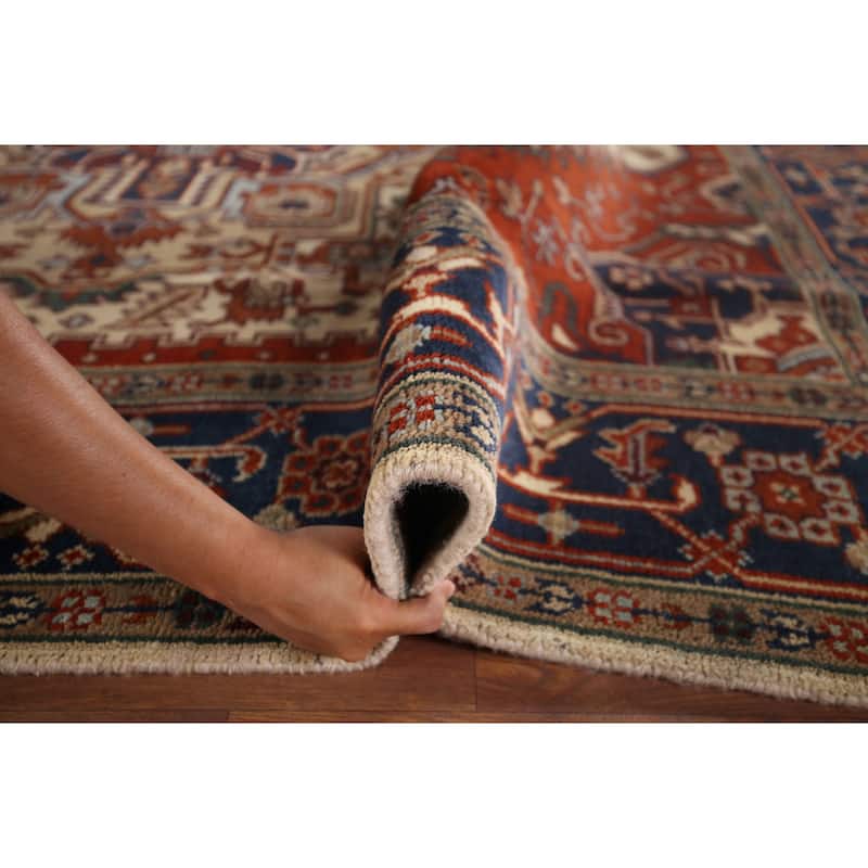 Geometric Heriz Serapi Oriental Area Rug Hand-Knotted Wool Carpet - 7'11"x 9'6"
