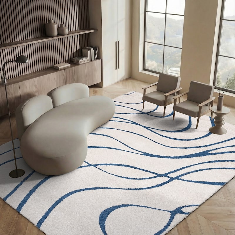 SAFAVIEH Florida Shag Staka Abstract Waves 1.2-inch Area Rug