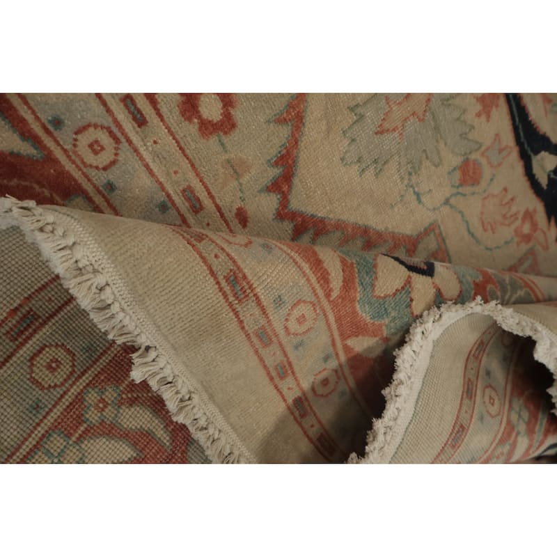 Hand Knotted Oriental 100% Wool Carpet Traditional Floral Beige & Ivories Ziegler Area Rug - 19' 2'' X 9' 7''