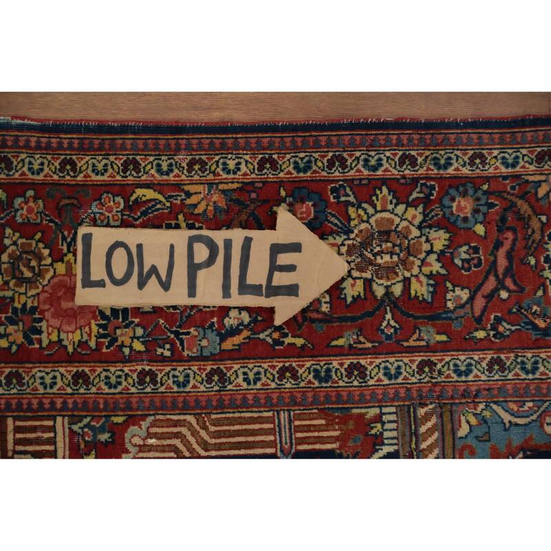 Hand Knotted Oriental 100% Wool Carpet Traditional Floral Navy Blue & Blues Kashan (Dabir) Area Rug - 7' 1'' X 4' 2''