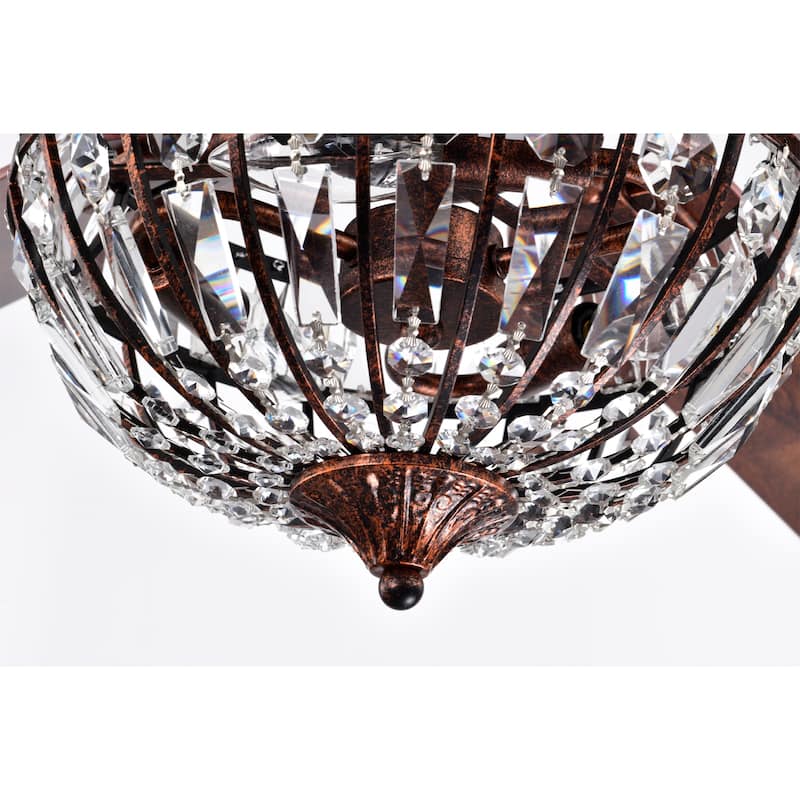 Violette 52 Inch Antique Copper Finish Crystal Ceiling Fan with Remote
