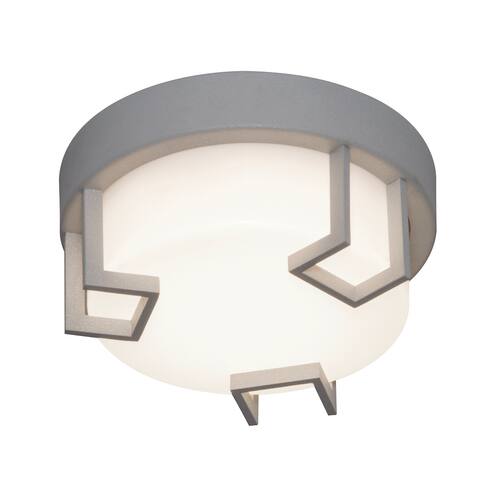 Beaumont 8-inch Textured Grey LED Outdoor Flush Mount, White Acrylic Shade
