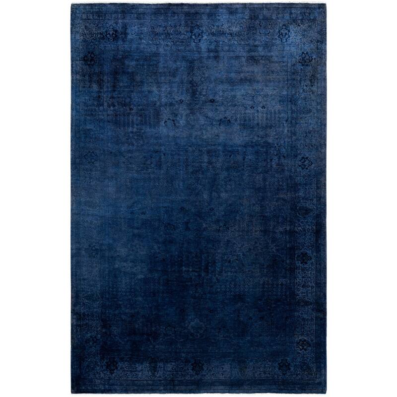 Overdyed One-of-a-Kind Hand-Knotted Area Rug - Blue - 6' 1" x 9' 0"