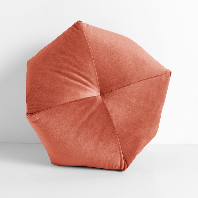 Sorra Home Solid Velvet Indoor Geometric Pouf