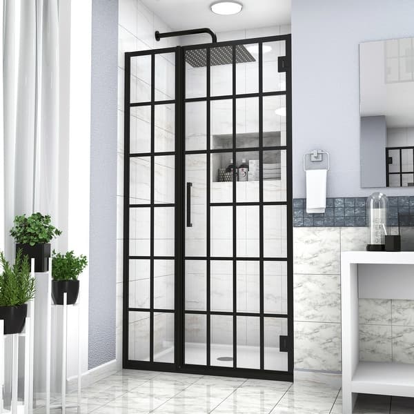 Shower Door Open Entry Design in Matte Black Bed Bath & Beyond 36810973