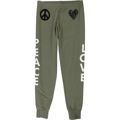 Love Moschino Womens Peace Love Athletic Jogger Pants,, Green, 8