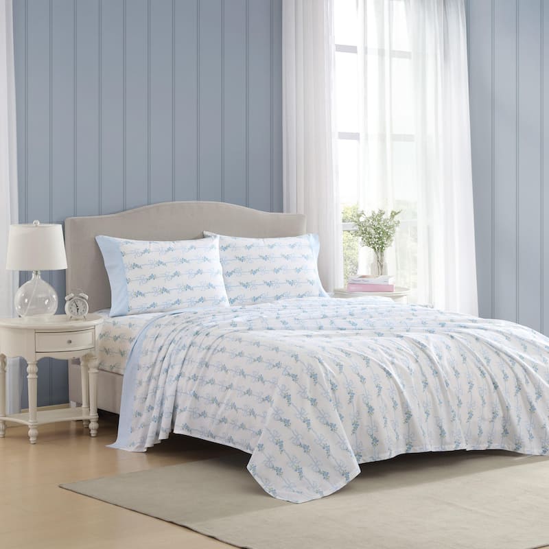 Laura Ashley Percale Cotton Printed Hem Sheet Sets
