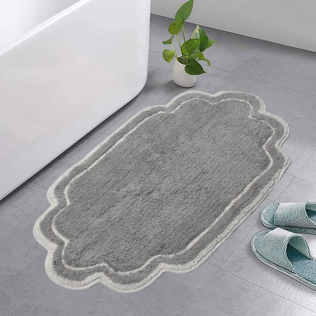 Home Weavers Allure Collection Absorbent Cotton, Machine Washable and Dry Bath Rugs - 21"x34" - Grey
