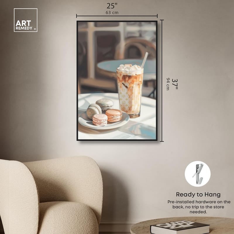 Glam Iced Coffee and Macarons Canvas by Art Remedy