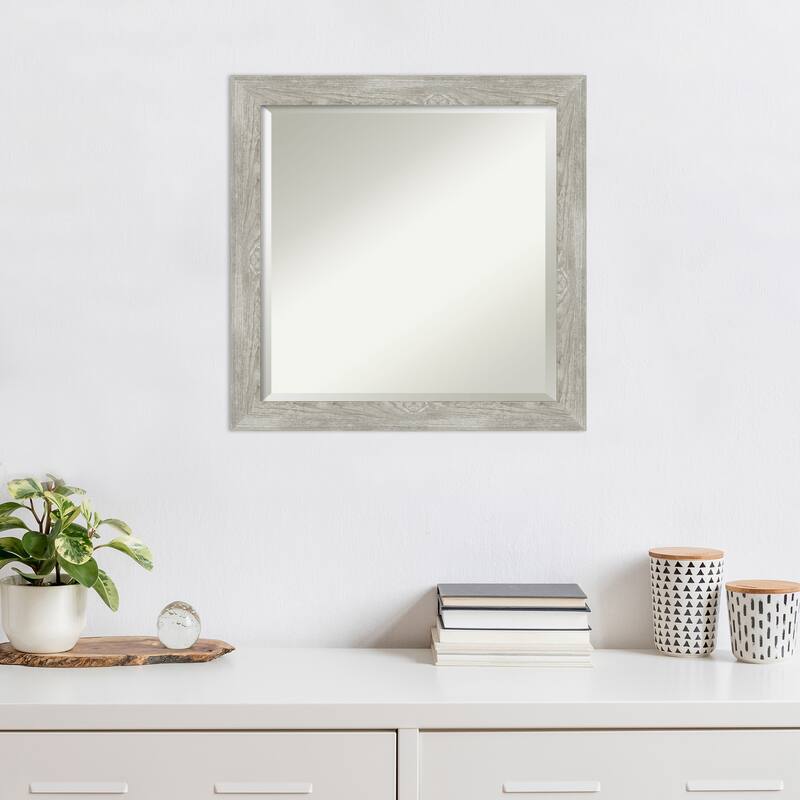 Beveled Wall Mirror - Dove Greywash Narrow Frame - Dove Greywash Narrow