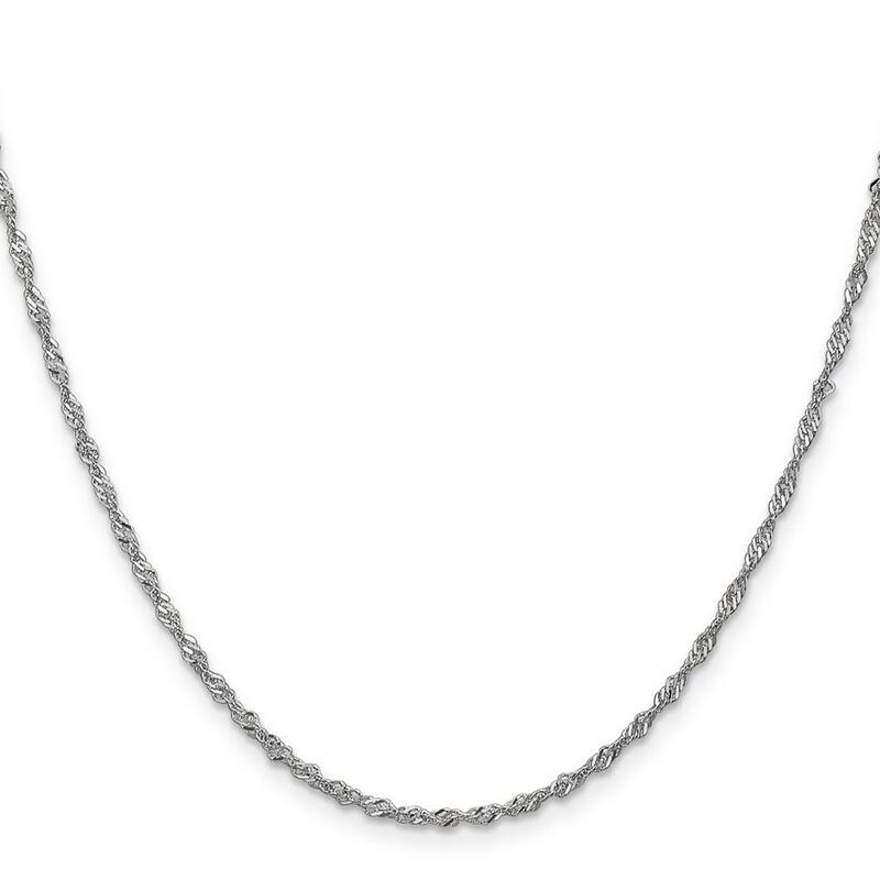 Curata 14k White Gold Solid 1.9mm Polished Singapore Chain Necklace (Lobster) Options: 16 18 20 24 30