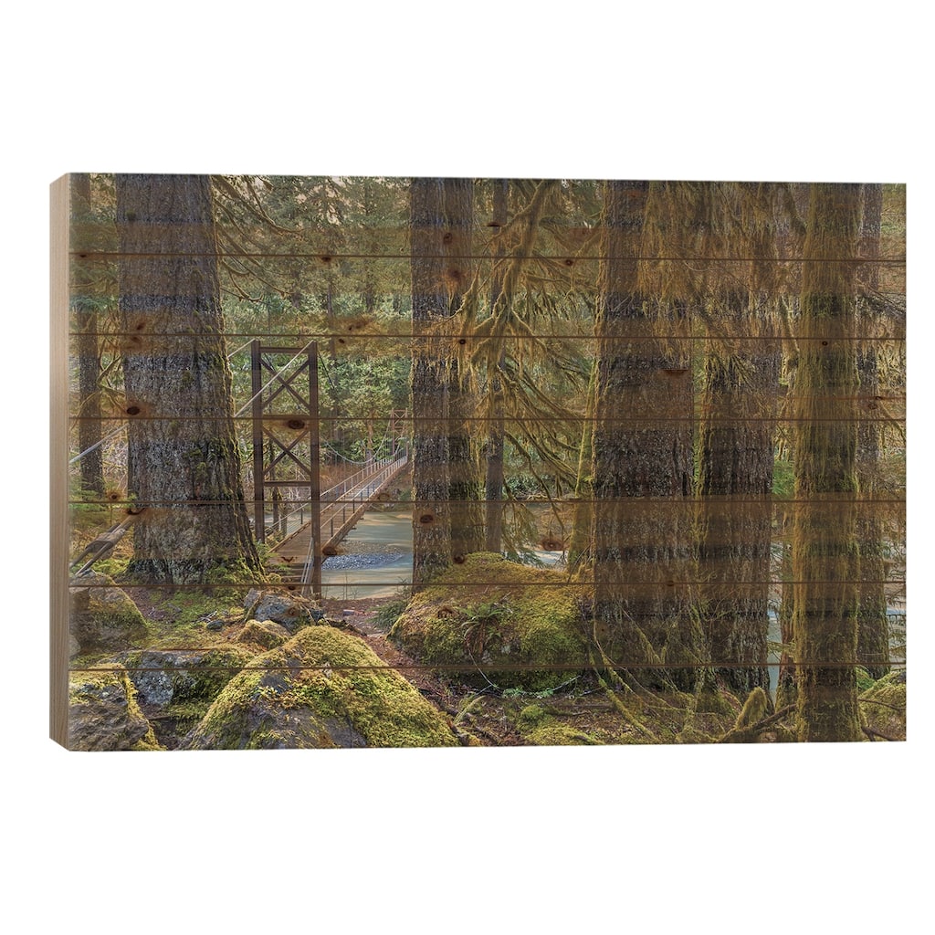 USA, Washington State, Olympic National Park. Bridge Across North Fork Skokomish River. Print On Wood by Jaynes Gallery
