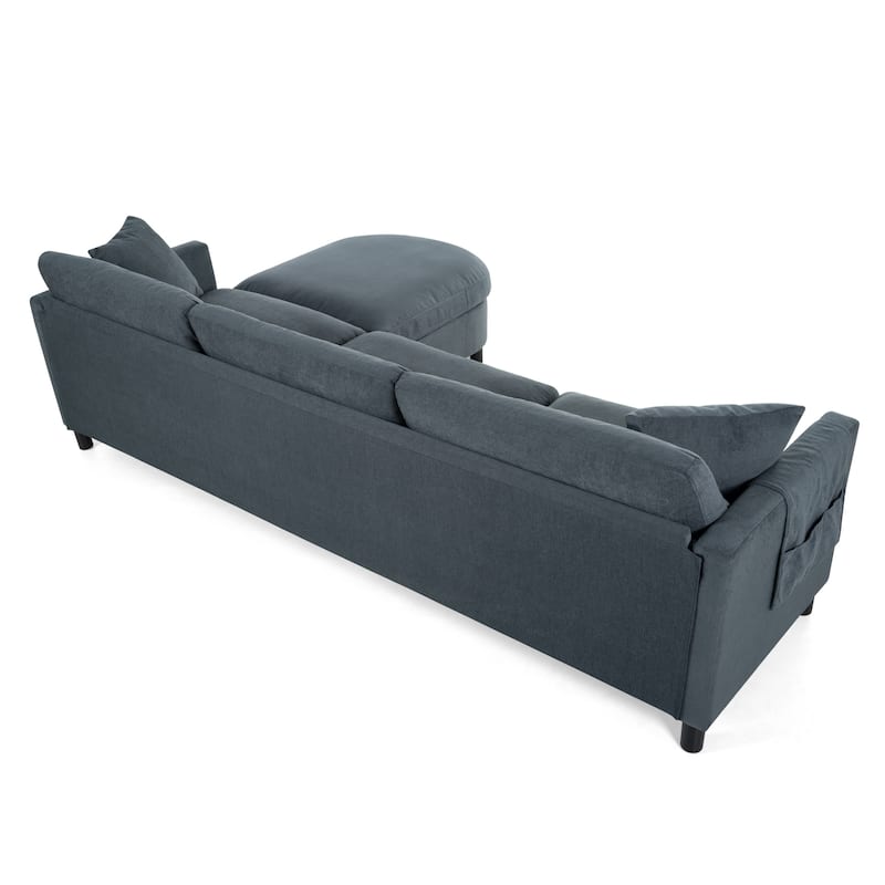 107.87" Removable Cushion 4 Seater Sectional Sofa with Movable Ottoman, Storage Armrest Bag
