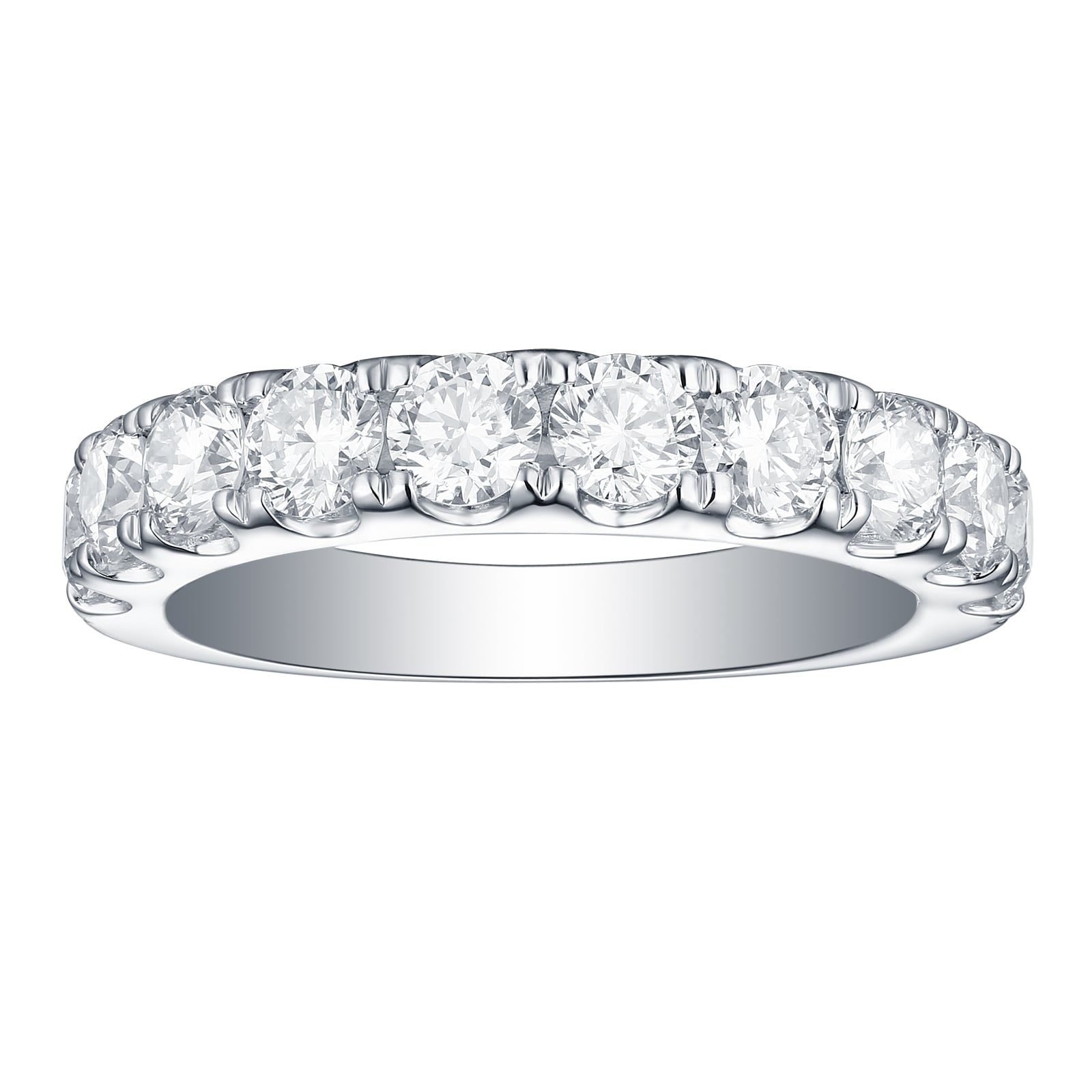 Lab Grown Diamond Half Eternity Band, 2 Ctw 10K Solid Gold by Smiling Rocks