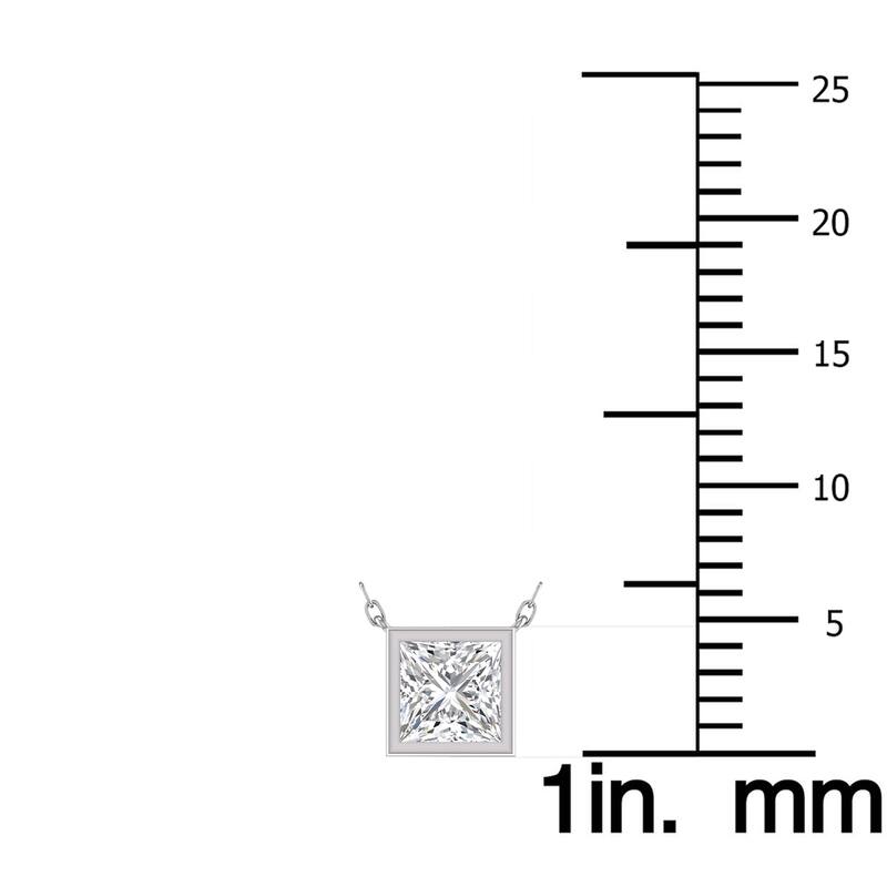 Marquee Lab Grown 3/4 Carat Princess Cut Bezel Set Diamond Solitaire Pendant in 14K White Gold