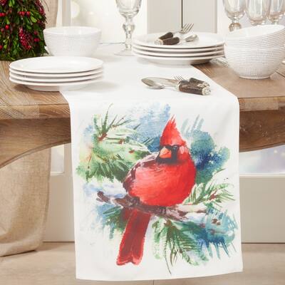 Table Runner With Christmas Cardinal Design