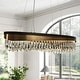 preview thumbnail 1 of 13, Modern 1-Light LED Crystal Chandelier Black Gold Linear Island Lights for Dining Room - D31.5" x H6"