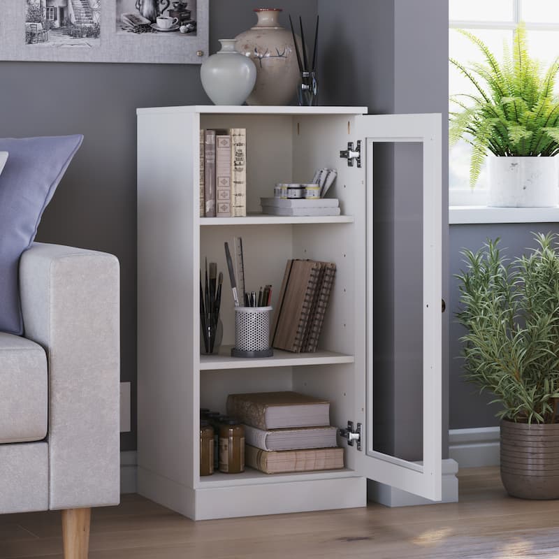 Palace Imports 100% Solid Wood 3-Shelf Bookcase with Clear Glass Door and Adjustable Shelves
