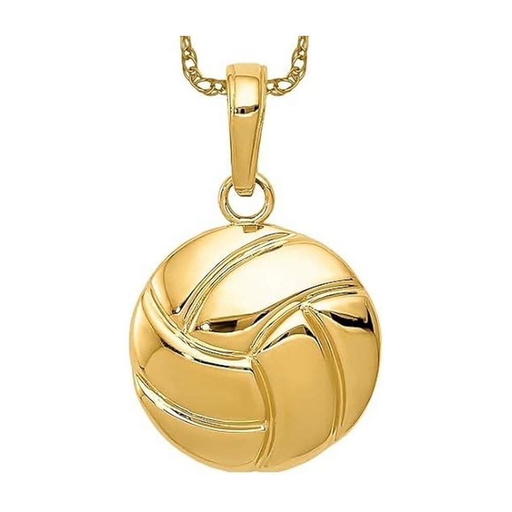 Curata 14k Solid Gold 18" 13.5mm Polished 2-d Volleyball Necklace