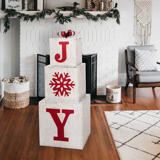 Glitzhome Wooden Nested Wording Box Decor