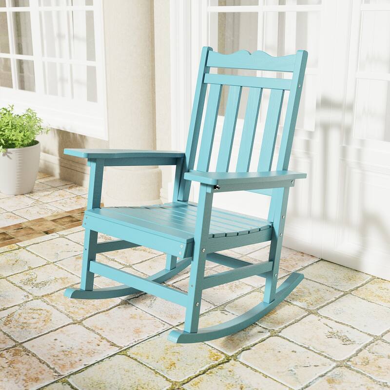 BONOSUKI Patio Adirondack Rocking Chair,Fire Pit Chair Weather Resistant - SkyBlue