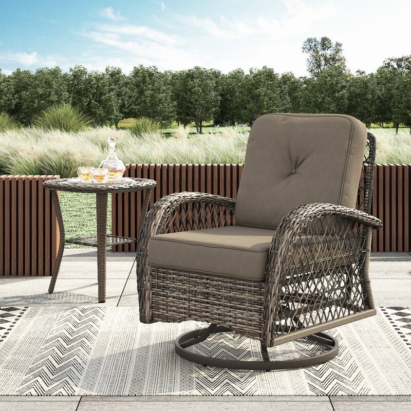 Corvus Livorno Outdoor 3-piece Steel Wicker Swivel Chat Set