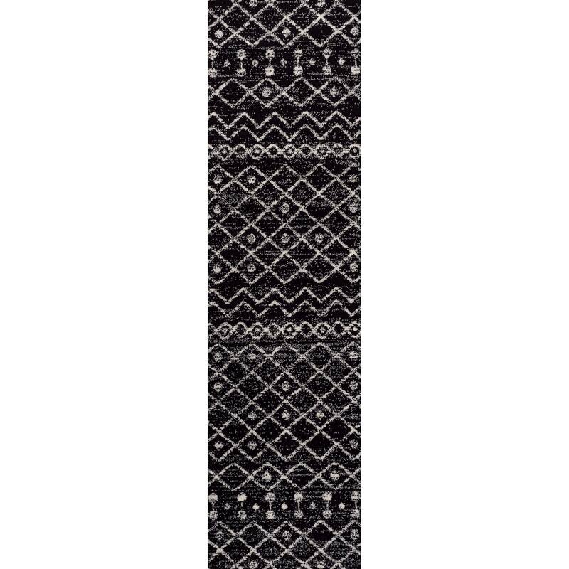 JONATHAN Y Izil Moroccan Beni Souk Area Rug - 2 X 8 - Black/Cream