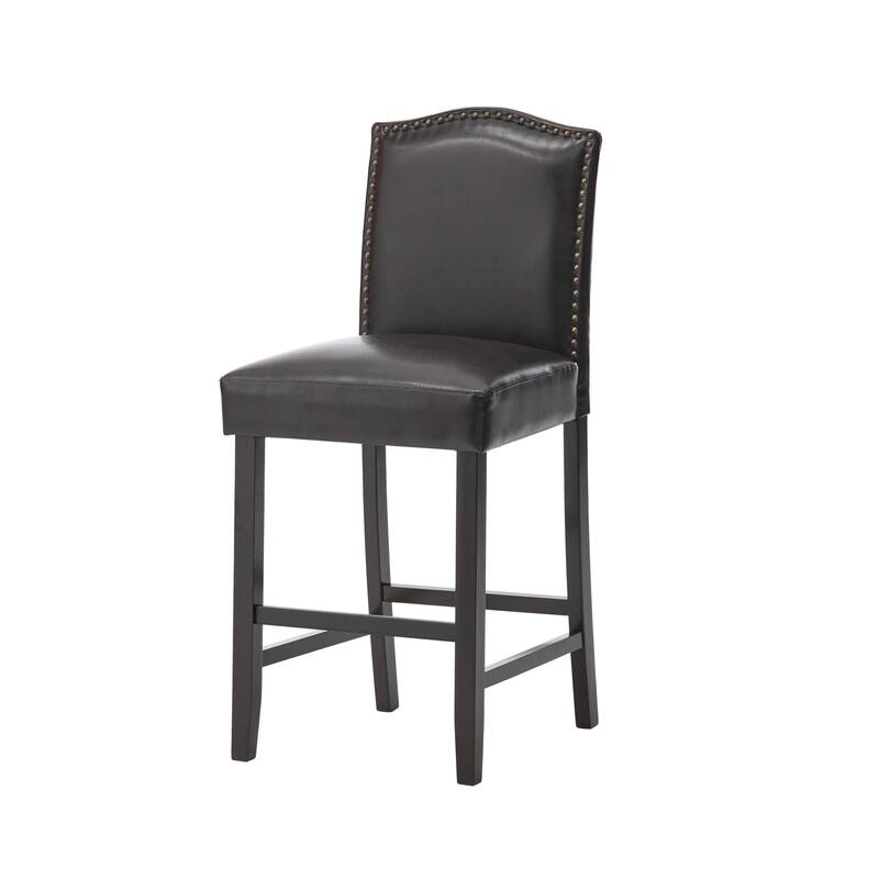 Set of 2, 27" Upholstered Counter Height Barstools with Nailhead Trim