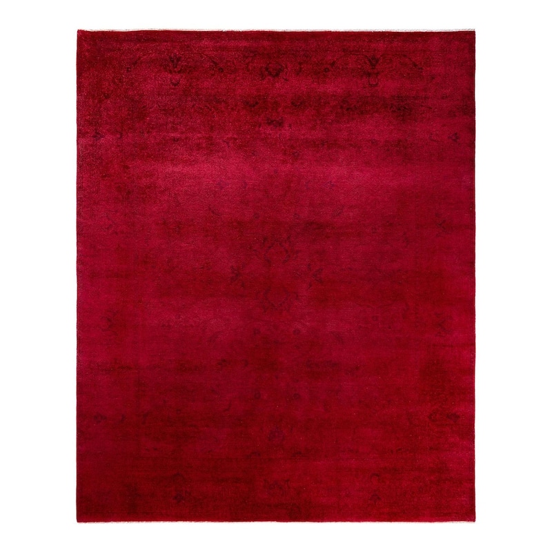 Overton Hand Knotted Wool Vintage Inspired Modern Contemporary Overdyed Pink Area Rug - 8' 3" x 10' 1"