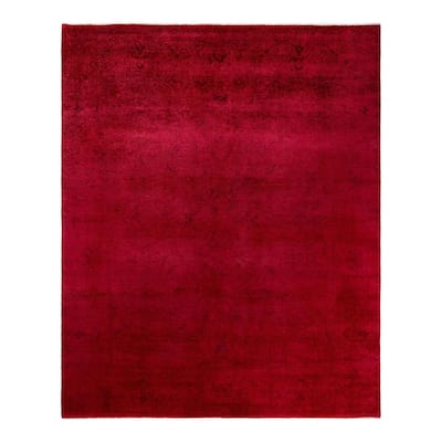 Overton Hand Knotted Wool Vintage Inspired Modern Contemporary Overdyed Pink Area Rug - 8' 3" x 10' 1"