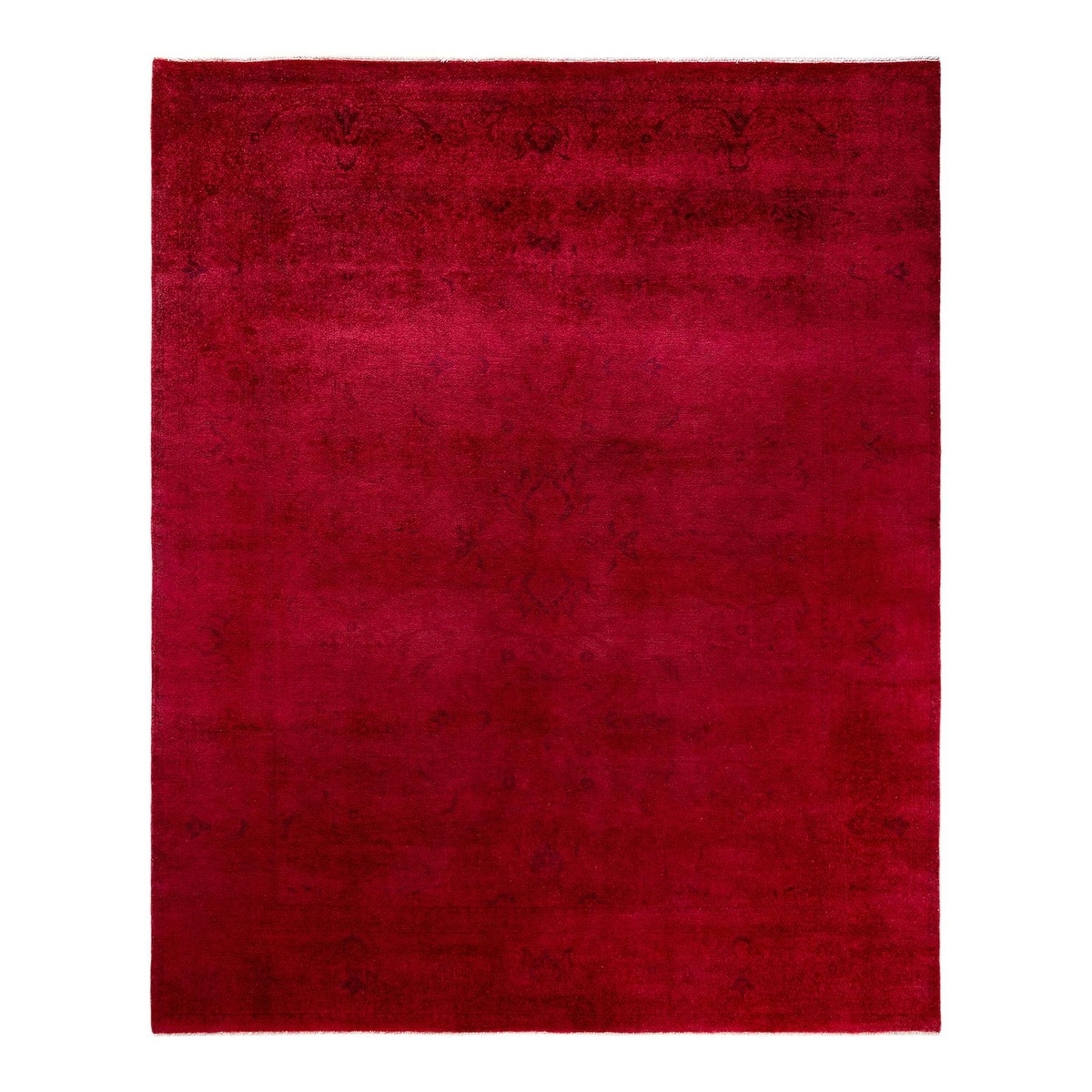 Overton Hand Knotted Wool Vintage Inspired Modern Contemporary Overdyed Pink Area Rug - 8' 3" x 10' 1"