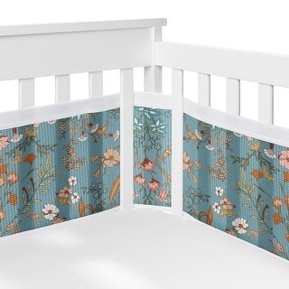 Sweet Jojo Designs + BreathableBaby Breathable Mesh Crib Liner Pad Boho Wildflower Vintage Floral Girl -Botanical Cottagecore