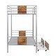 preview thumbnail 5 of 20, Twin XL over Twin XL Bunk Bed with Board Guardrail and 2-Storage Drawers, Silver
