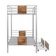 preview thumbnail 5 of 20, Twin XL over Twin XL Industrial Modern Bunk Kids Bed Frame with Guardrail and Two Storage Drawers, Easy to Assemble, Silver