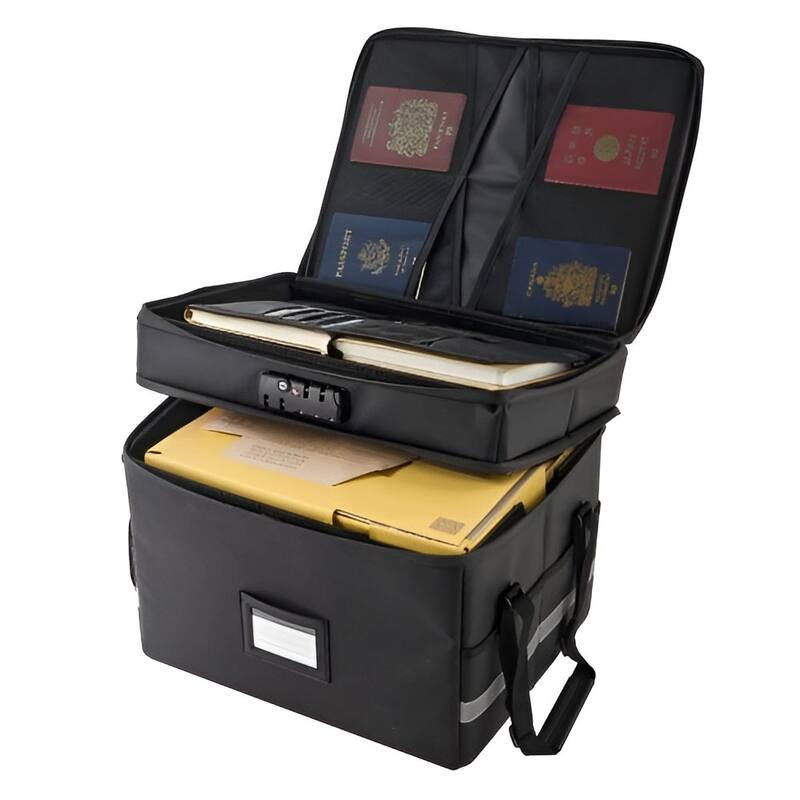 Multi-Layer Storage Fireproof Document Box with Combination Lock and Waterproof File Organizer