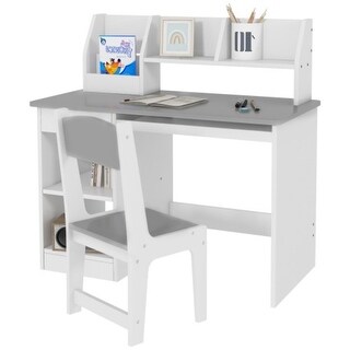 Study Desk and Chair Set for Kids with Storage, Easy-Clean Surface for Children 5-8 Years