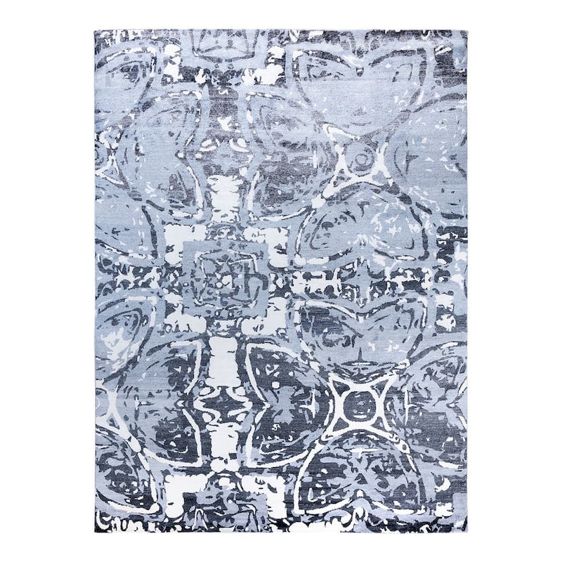 Modern One-of-a-Kind Hand-Knotted Area Rug, Blue - 9' 1" x 12' 1"