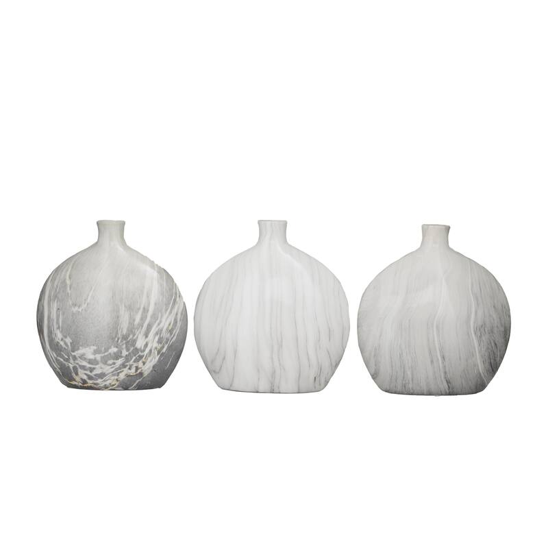 Ceramic Faux Marble Decorative Vase - Set of 3 Black - Roche River Decor