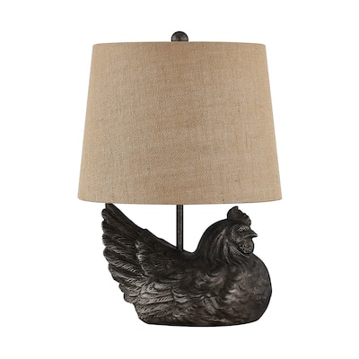 18"H Black Resin Chicken Table Lamp With Shade - 12.5" x 12.5" x 18"