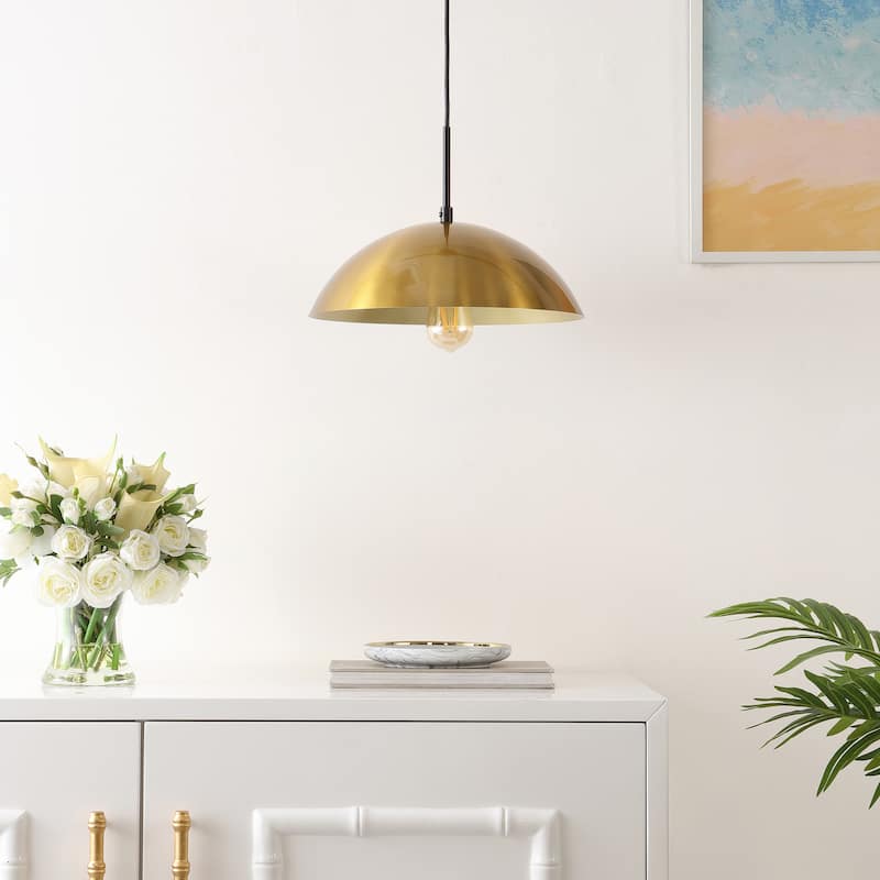SAFAVIEH Ilselore 14-inch Pendant Light - 14 In. W x 14 In. D x 25873 In. H - Brass/Black - 14Wx14Dx70H
