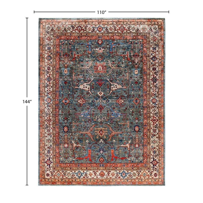 Serapi One-of-a-Kind Hand-Knotted Area Rug - Green - 9' 2" x 12' 0"