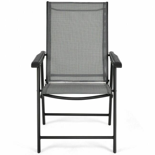 Set of 2 Outdoor Patio Folding Chairs with Comfortable Ergonomic Armrests - 27" x 23" x 37" (D x W x H)