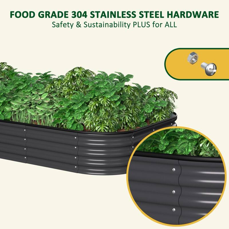 VEIKOUS Modular Metal Raised Garden Bed, Corrosion-Resistant Steel, Outdoor Planter Box for Vegetables, Flowers & Herbs